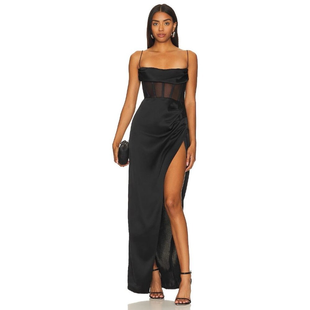 Nookie Emelie Gown in Black Medium New Womens Long Corset Maxi Dress